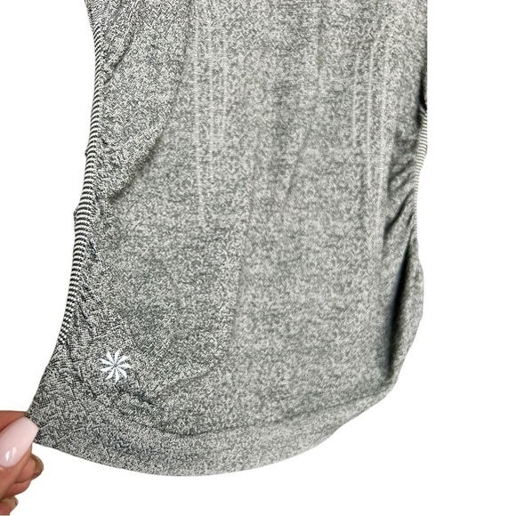 Athleta Women’s Speedlight Ruched Short Sleeve Grey Active Nylon Tshirt, Small - Picture 4 of 7
